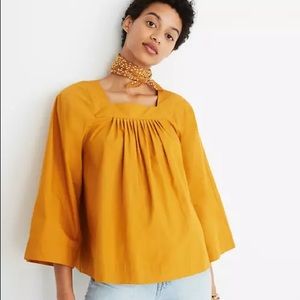 Mustard colored Madewell square neck top! XXS